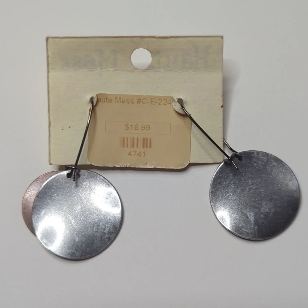 ❤️5/$25 Haut Mess Silver and Bronze Earrings Letter N